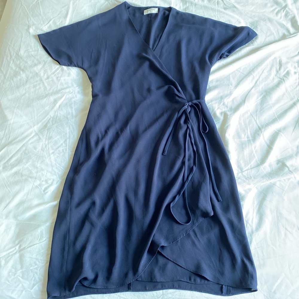 Babaton Wallace Wrap dress - Navy Blue - Small